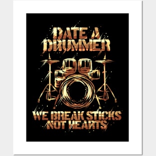 Drummer Breaks Sticks Not Hearts Drum Player Posters and Art